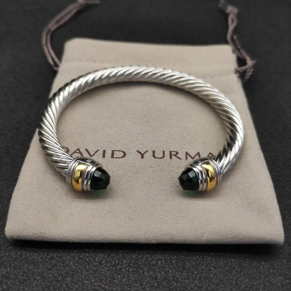 David Yurman 7mm Two-Tone Deep Green Diamond bracelet